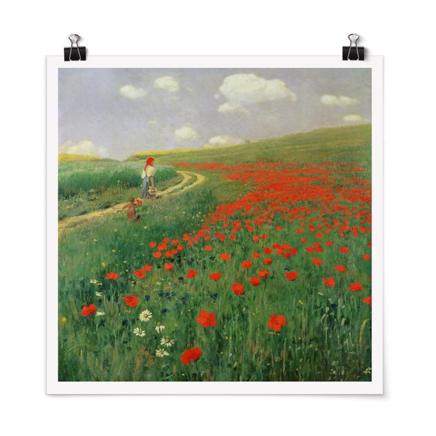 Prints landscape Pál Szinyei-Merse - Summer Landscape With A Blossoming Poppy
