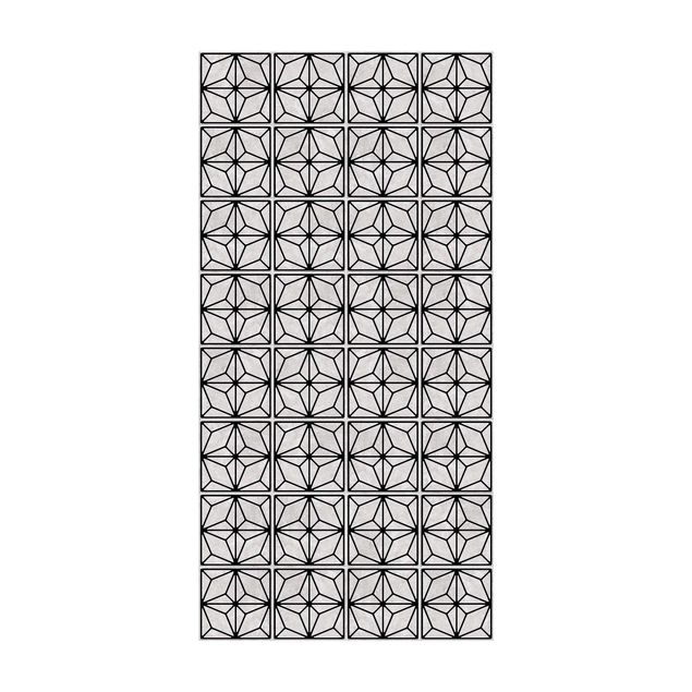 Tile rug Tile Pattern Star Geometry Black