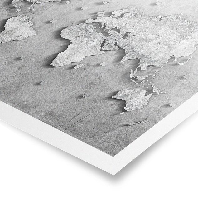 Prints Concrete World Map