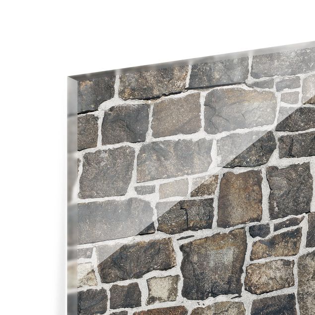 Glass Splashback - Crushed Stone Wallpaper Stone Wall - Landscape 1:2