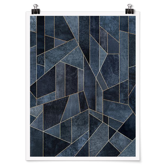 Prints abstract Blue Geometry Watercolour