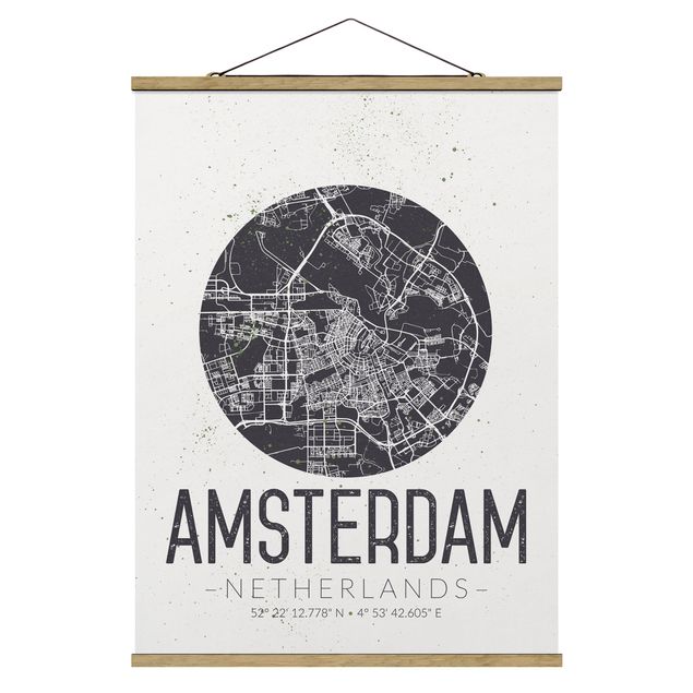 Framed quotes Amsterdam City Map - Retro