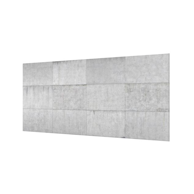 Glass Splashback - Concrete Tile Look Gray - Landscape 1:2