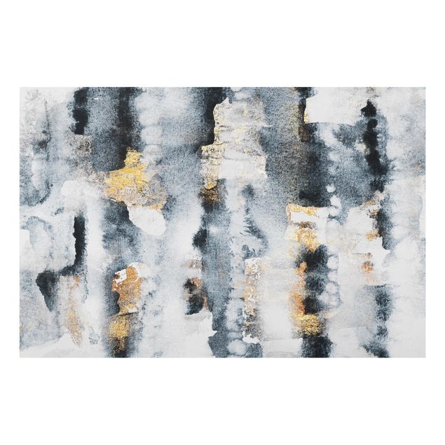 Glass splashback kitchen abstract Abstract Watercolor With Gold