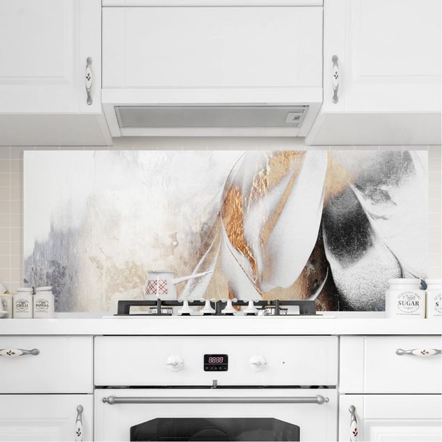 Kitchen Golden Abstract Painting Winter