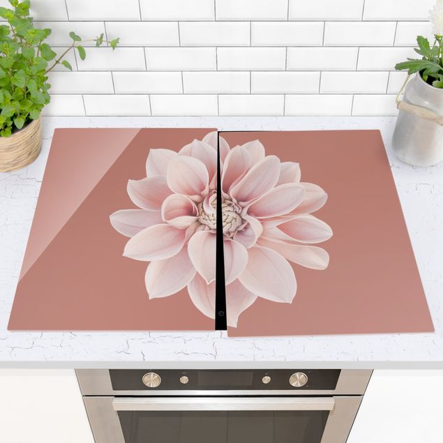 Stove top covers flower Dahlia Beige Red Pink