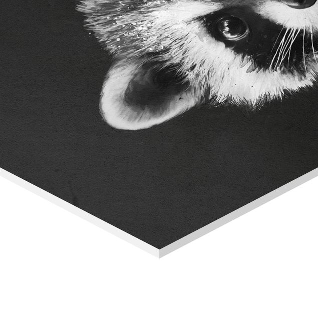 Laura Graves Art Illustration Racoon Black And White Painting