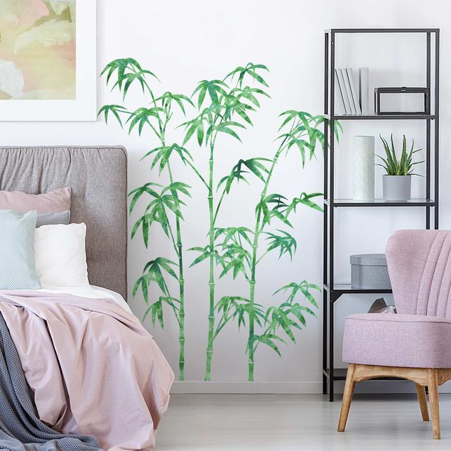 Plant wall decals Watercolour Bamboo Tree Green