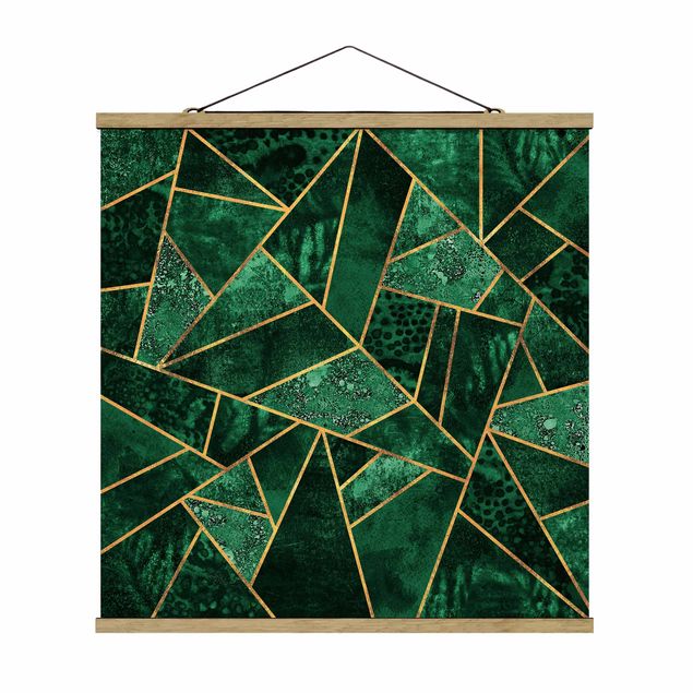 Modern art prints Dark Emerald With Gold