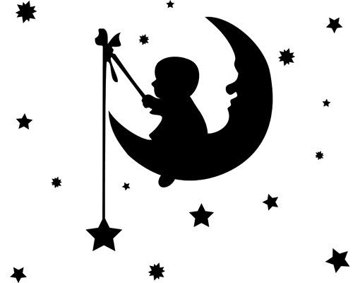 Universe wall stickers No.CG127 Little Man on the Moon