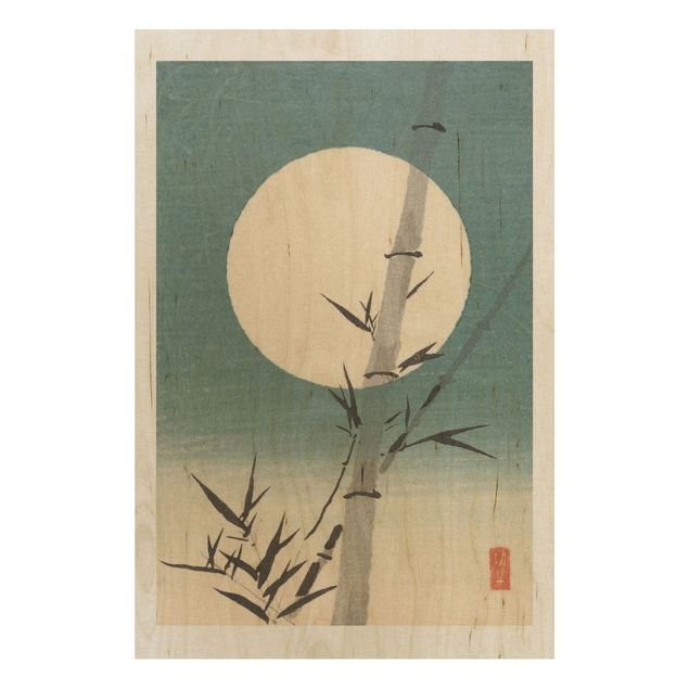 Wood prints landscape Japanese Drawing Bamboo And Moon