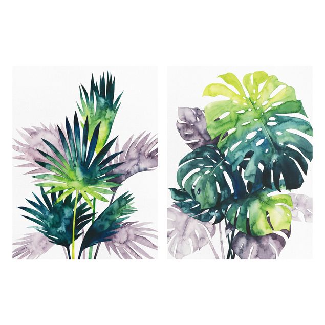 Prints Exotic Foliage - Fan Palm And Monstera Set I