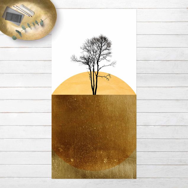 outdoor patio rugs Golden Sun With Tree