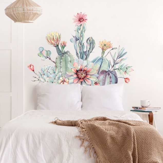 Plant wall decals Watercolour Cactus Flower Bouquet XXL