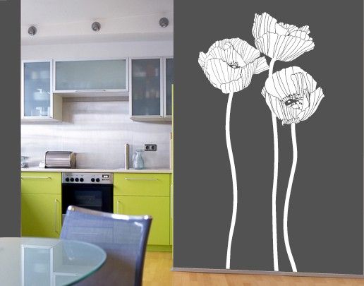 Wall art stickers No.UL87 poppies group