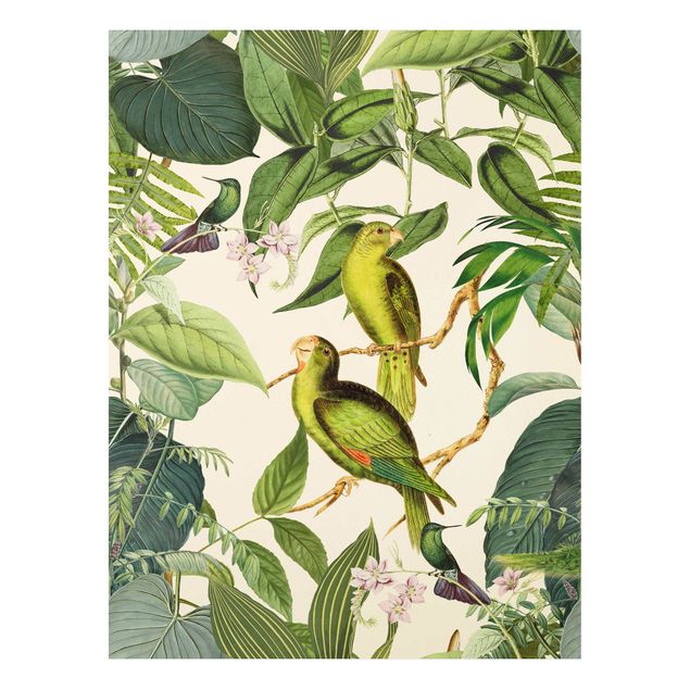 Jungle animal prints Vintage Collage - Parrots In The Jungle
