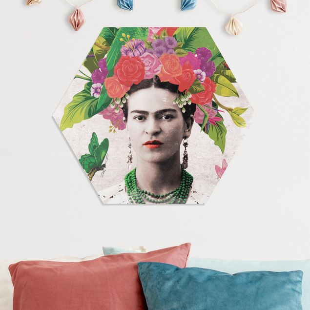 Butterfly art print Frida Kahlo - Flower Portrait