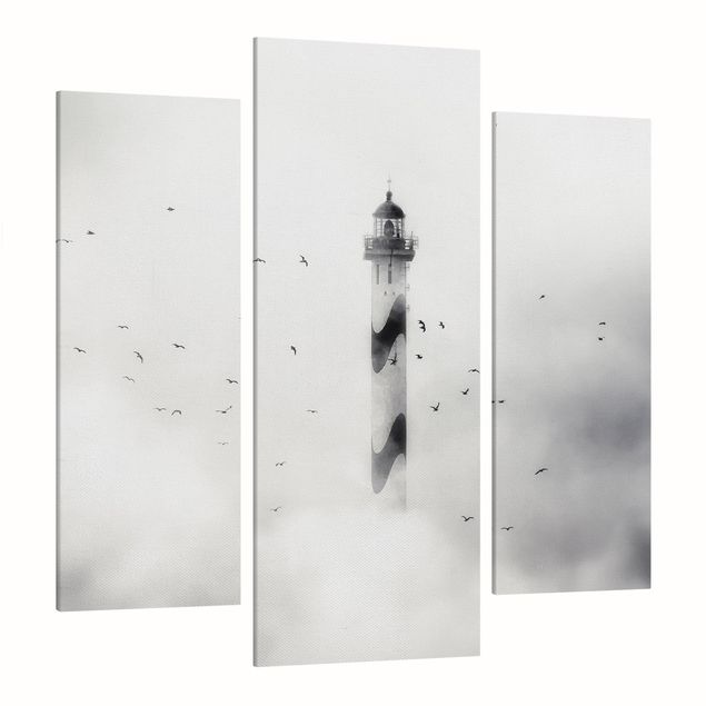 Canvas birds Lighthouse In The Fog