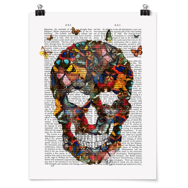 Prints quotes Scary Reading - Butterfly Skull