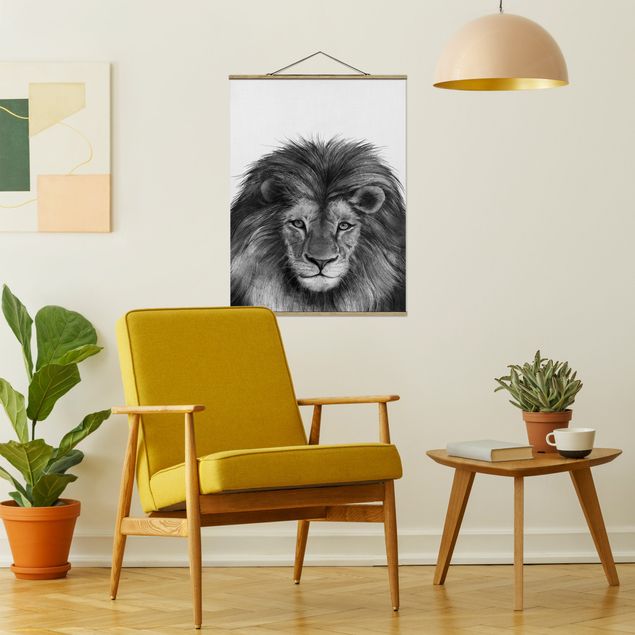 Lion print Illustration Lion Monochrome Painting