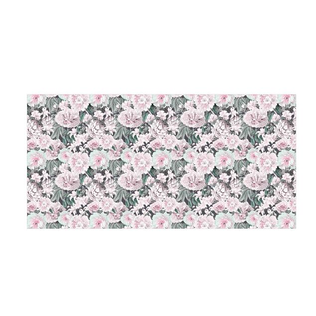 contemporary rugs Nostalgic Peonies In Pastel Pink