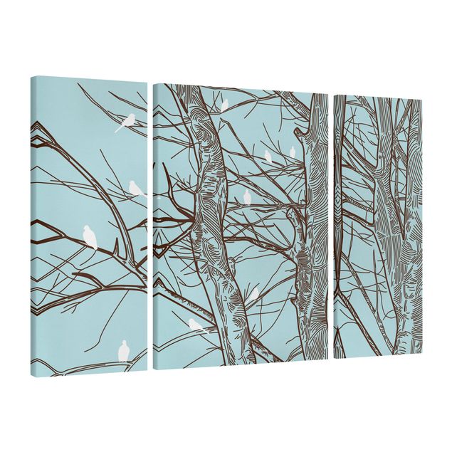 Canvas birds Winter Trees