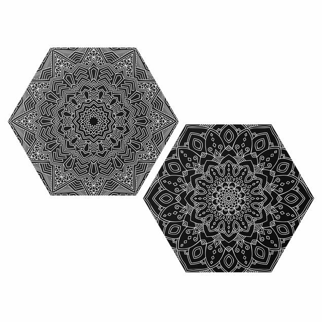 Prints patterns Mandala Flower Star Pattern Black