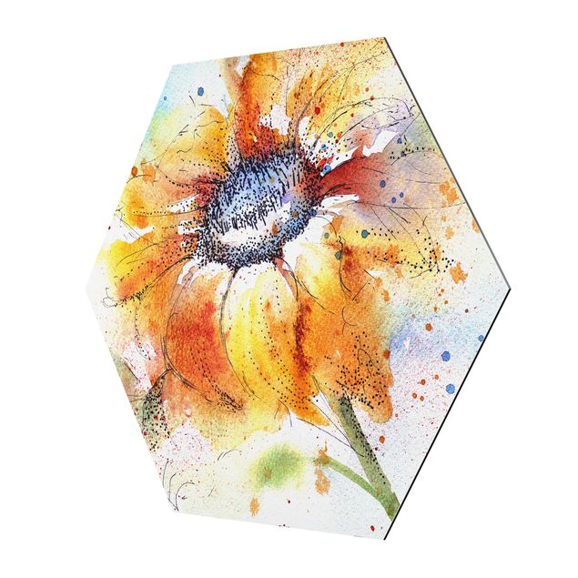 Orange print Painted Sunflower
