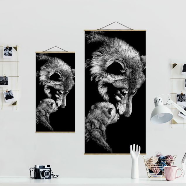 Fabric print with posters hangers Wolf In The Dark