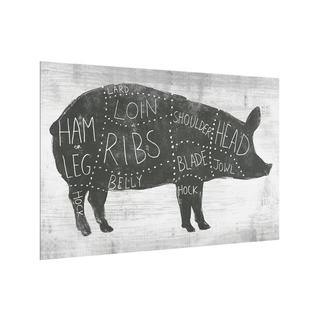 Glass splashback kitchen Butcher Board - Pig
