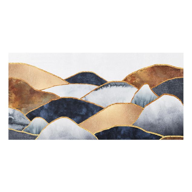 Glass splashback landscape Golden Mountains Watercolor