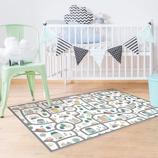 outdoor balcony rug Playoom Mat City Traffic- Out And About With The Car