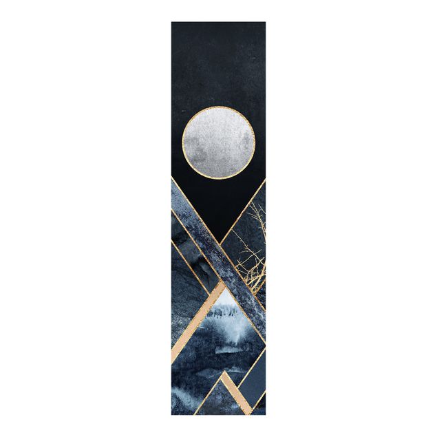 Patterned curtain panels Golden Moon Abstract Black Mountains