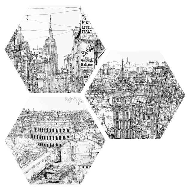 Modern art prints City Studies - New York - London - Rome