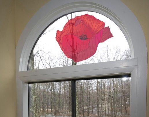 Flower window clings Red Poppy