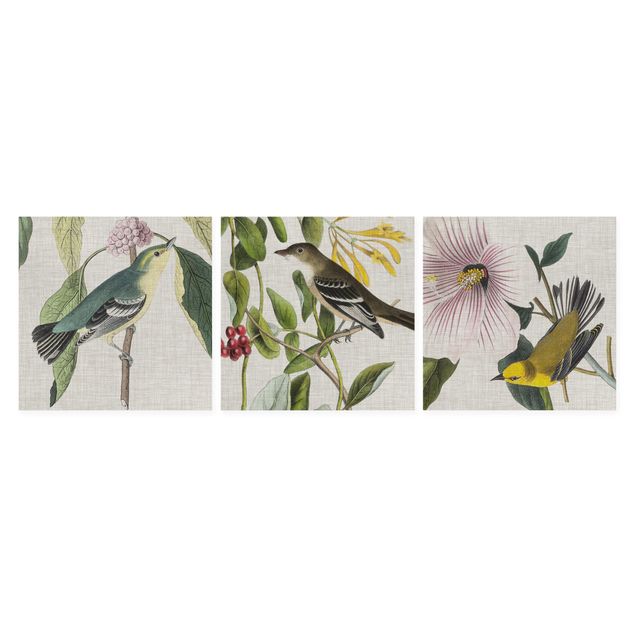 Prints Birds On Linen Set I