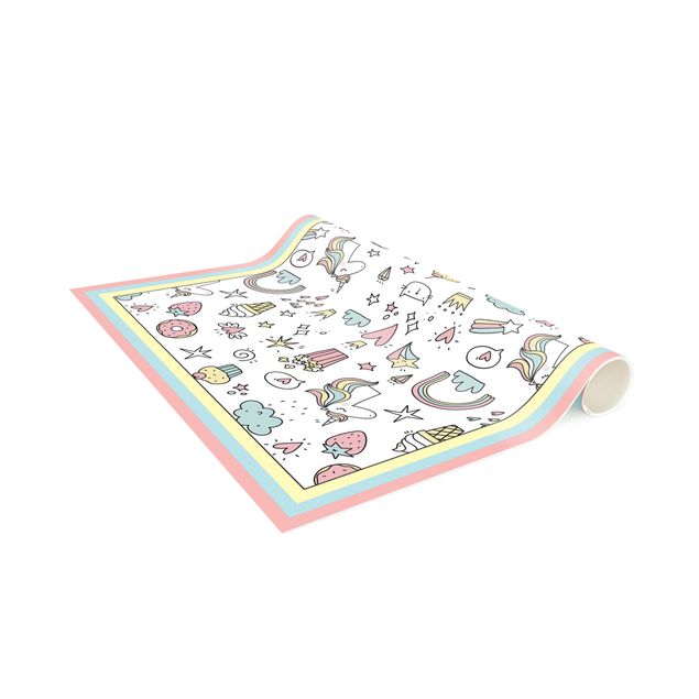 kitchen runner rugs Unicorns And Sweets In Pastel With Frame