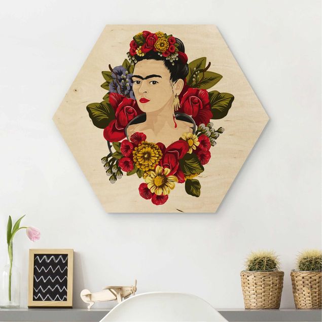 Wood prints flower Frida Kahlo - Roses