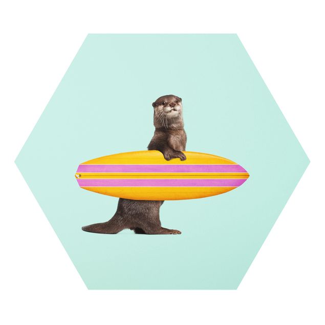 Prints modern Otter With Surfboard