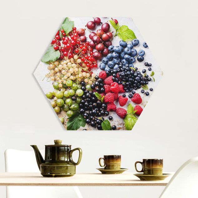 Modern art prints Mixture Of Berries On Metal