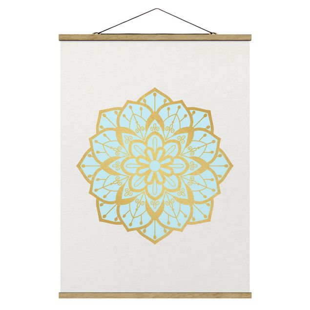 Prints patterns Mandala Illustration Flower Light Blue Gold