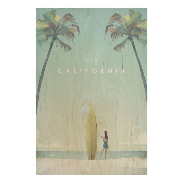 Wood prints landscape Travel Poster - California