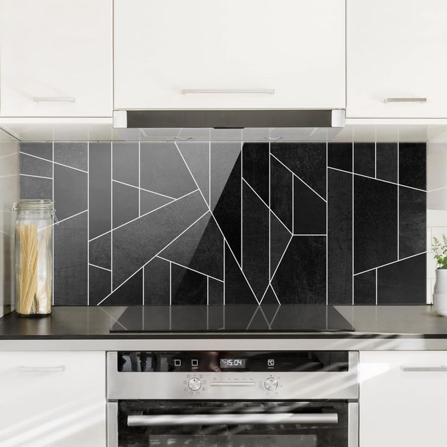 Kitchen Black And White Geometric Watercolor