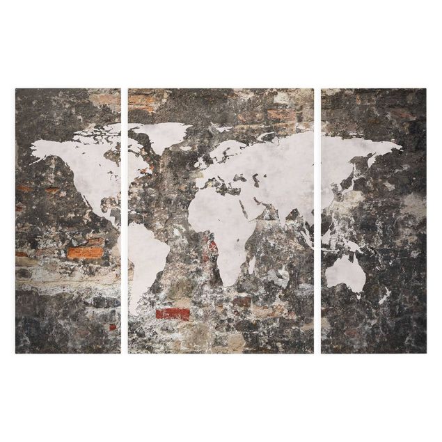 Canvas maps Old Wall World Map