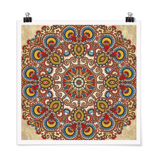 Posters abstract Coloured Mandala