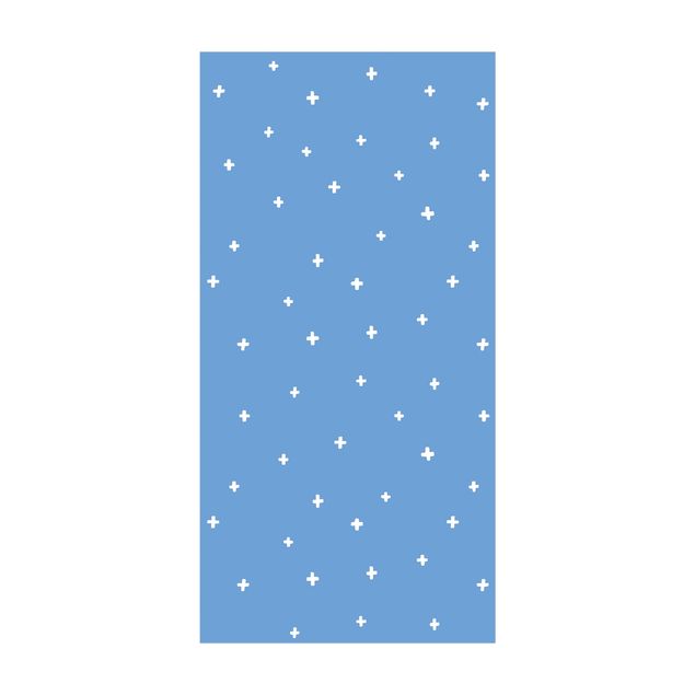 contemporary rugs Drawn White Crosses On Blue