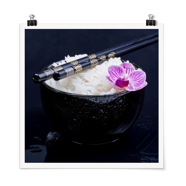 Art posters Rice Bowl With Orchid