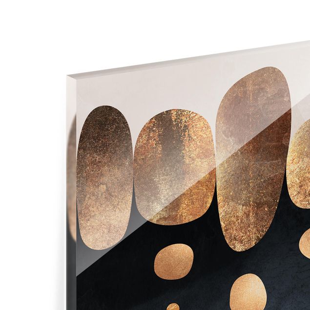 Glass splashback kitchen Abstract Golden Stones
