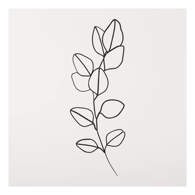 Kitchen Line Art Branch Leaves Black And White