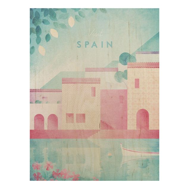Vintage wood prints Travel Poster - Spain
